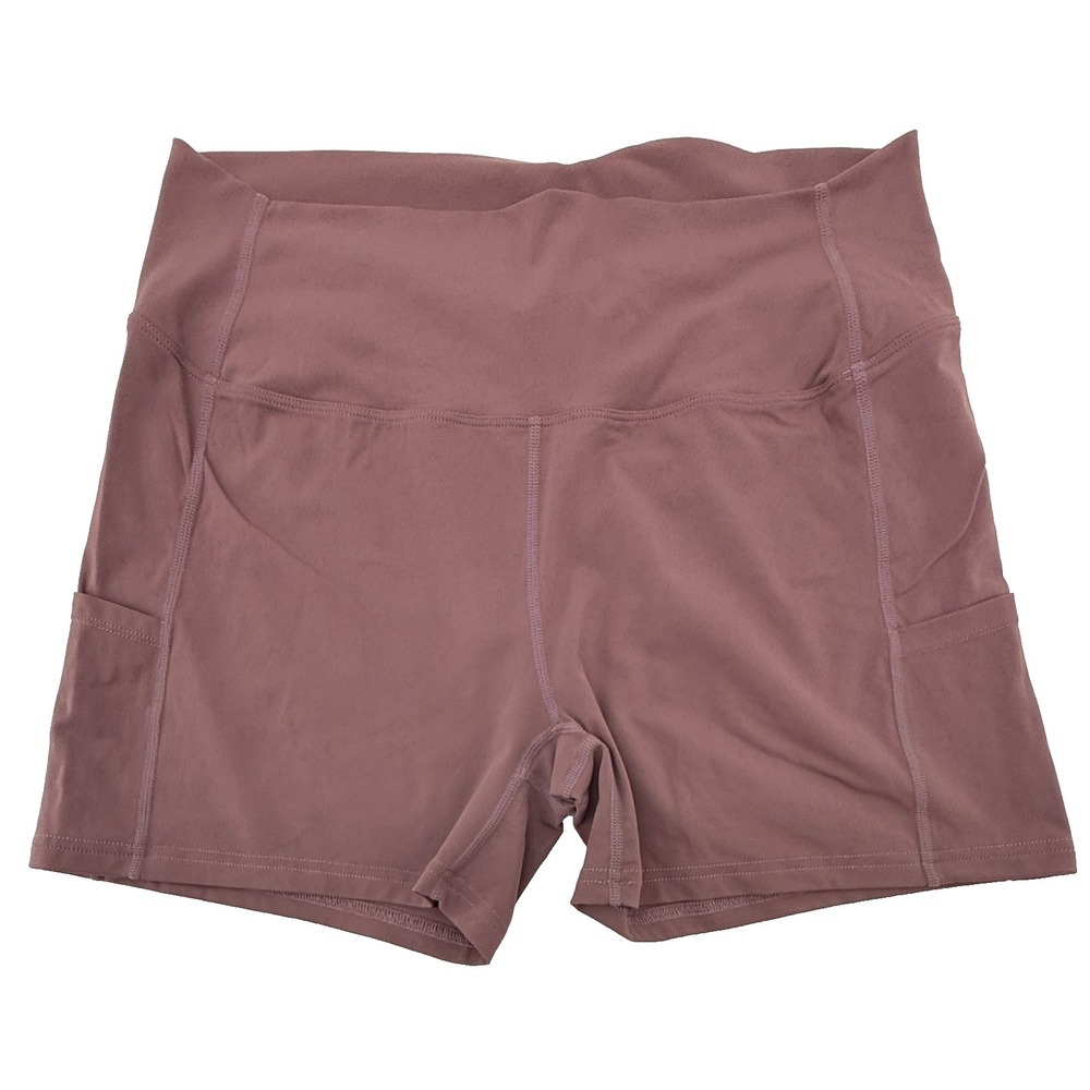 Womens Biker Shorts Size 10 Mauve Pink High Rise Pocket Athletic‎